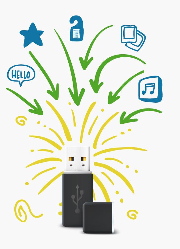 Stagegrafik - Usb-Stick mit doodle